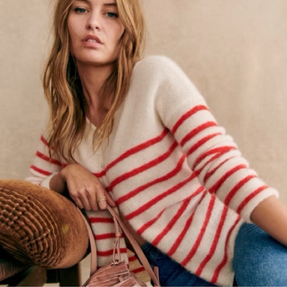 Sezane Gaspard Red Stripe Cardigan